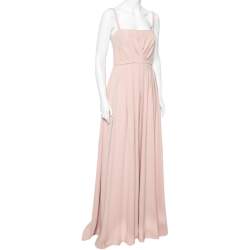 مملوكة مسبقًا Valentino Beige Silk Pleated Sleeveless Maxi Dress M