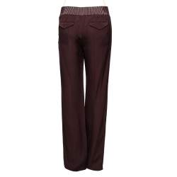 Pre Owned Valentino Burgundy Silk Blend Techno Stitch Detail Palazzo Pants S