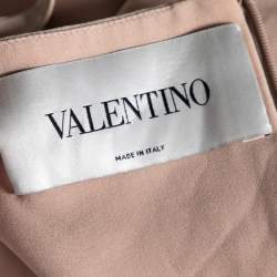 Pre Owned Valentino Beige Silk Pleated Sleeveless Maxi Dress M