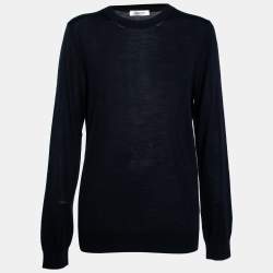Pre Owned Valentino Navy Blue Knit Long Sleeve Sweater M