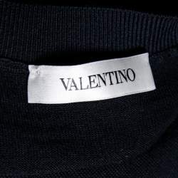 Pre Owned Valentino Navy Blue Knit Long Sleeve Sweater M
