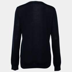 Pre Owned Valentino Navy Blue Knit Long Sleeve Sweater M