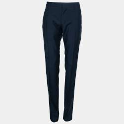 Pre Owned Valentino Navy Blue Wool Formal Trouser M