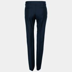 Pre Owned Valentino Navy Blue Wool Formal Trouser M