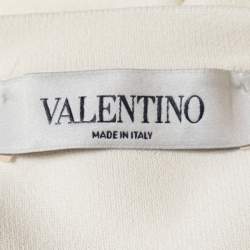 Pre Owned Valentino Ivory Knit Flared Cuff Detail Round Neck Top L