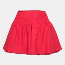 Valentino Red Wool & Silk Pintucked Shorts S