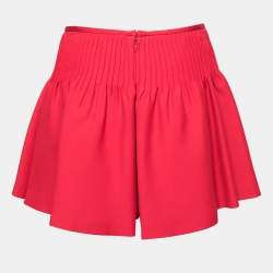 Valentino Red Wool & Silk Pintucked Shorts S