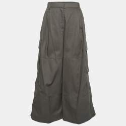 Pre Owned Valentino Olive Green Cotton Wide Leg Cargo Pants M