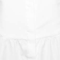 Pre Owned Valentino White Cotton Texture Paneled Button Front Peplum Shirt M