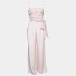 Pre Owned Max Mara Pink Silk Draped Side Belted Jessica Sleeveless Jumpsuit XS