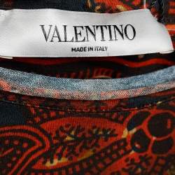 Pre Owned Valentino Black Giraffe Print Jersey Distressed T-Shirt M