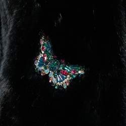 Pre Owned Valentino Black Mink Fur Butterfly Embellished Coat S