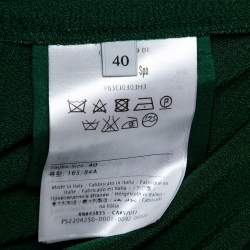 Valentino Green Crepe Pleated Stripe Detail Zip-Up Track Jacket S