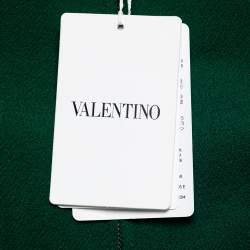Valentino Green Crepe Pleated Stripe Detail Zip-Up Track Jacket S