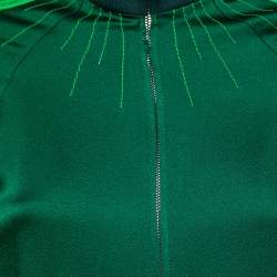 Valentino Green Crepe Pleated Stripe Detail Zip-Up Track Jacket S