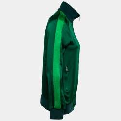 Valentino Green Crepe Pleated Stripe Detail Zip-Up Track Jacket S