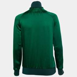 Valentino Green Crepe Pleated Stripe Detail Zip-Up Track Jacket S