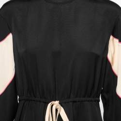 Pre Owned Valentino Black Long Sleeve Drawstring Waist Midi Dress M