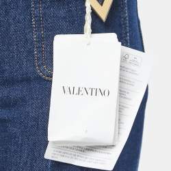 Valentino Blue Denim V Buckle Detail Boot Cut Jeans S Waist 25"