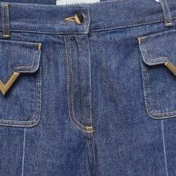 Valentino Blue Denim V Buckle Detail Boot Cut Jeans S Waist 25"