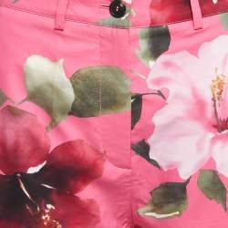 Pre Owned Valentino Pink Floral Printed Cotton Shorts M