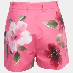 Pre Owned Valentino Pink Floral Printed Cotton Shorts M