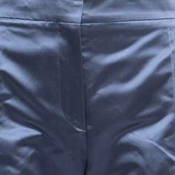 Pre Owned Valentino Blue Silk Straight Leg Pants M