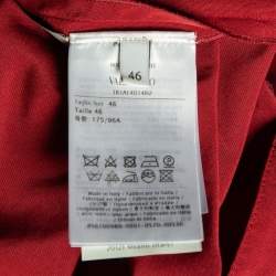 Pre Owned Valentino Burgundy Cotton Taffeta Neck Tie Detail Top L