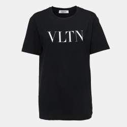 مملوكة مسبقًا Valentino Black VLTN Print Cotton Jersey Half Sleeve T-Shirt S