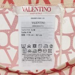 Valentino Red Logo Patterned Semi-Sheer Stretch Tulle Tights S/M