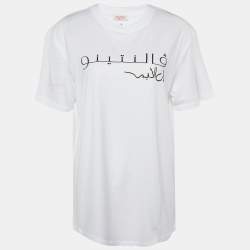 Valentino Special Edition White Print Cotton Half Sleeve T-Shirt M
