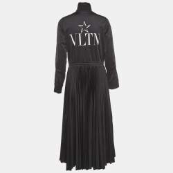 Pre Owned Valentino Black VLTN Star Print Jersey Sporty Midi Dress L