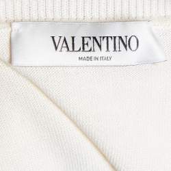 Pre Owned Valentino Cream Silk & Cotton Knit Lace Trim Jumper S