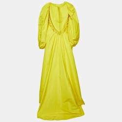 Valentino Yellow Faille Open Back Maxi Dress M