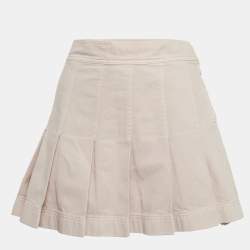Pre Owned Valentino Pink Denim Pleated Mini Skirt M