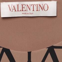 Valentino Beige/Black Logo Monogram Jersey Long Sleeve Bodysuit L