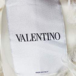 Valentino Cream Star Sequined Lamb Fur Gillet S