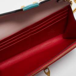 Valentino Light Pink Leather Rockstud Flap Wallet on Chain