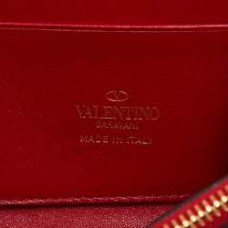 Valentino Light Pink Leather Rockstud Flap Wallet on Chain