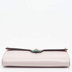 Valentino Light Pink Leather Rockstud Flap Wallet on Chain