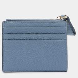 Pre Owned Valentino Blue Leather Rockstud Zip Card Holder