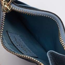 Pre Owned Valentino Blue Leather Rockstud Zip Card Holder