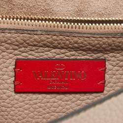 Pre Owned Valentino Beige Leather Rockstud Flap Crossbody Bag