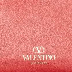 Valentino Red/Beige Canvas and Leather Iconographe Card Holder