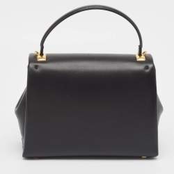 Valentino Black Leather Small One Stud Top Handle Bag