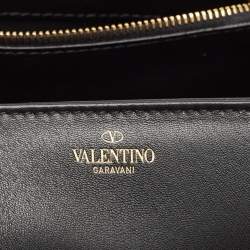 Valentino Black Leather Small One Stud Top Handle Bag