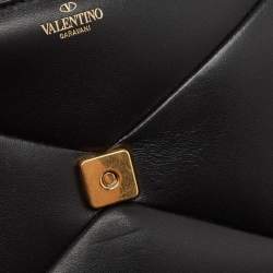 Valentino Black Leather Small One Stud Top Handle Bag