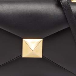 Valentino Black Leather Small One Stud Top Handle Bag