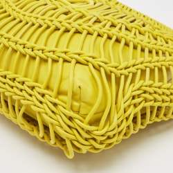 Pre Owned Valentino Yellow Woven Leather Allknots Shopper Tote