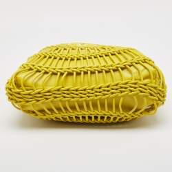 Pre Owned Valentino Yellow Woven Leather Allknots Shopper Tote